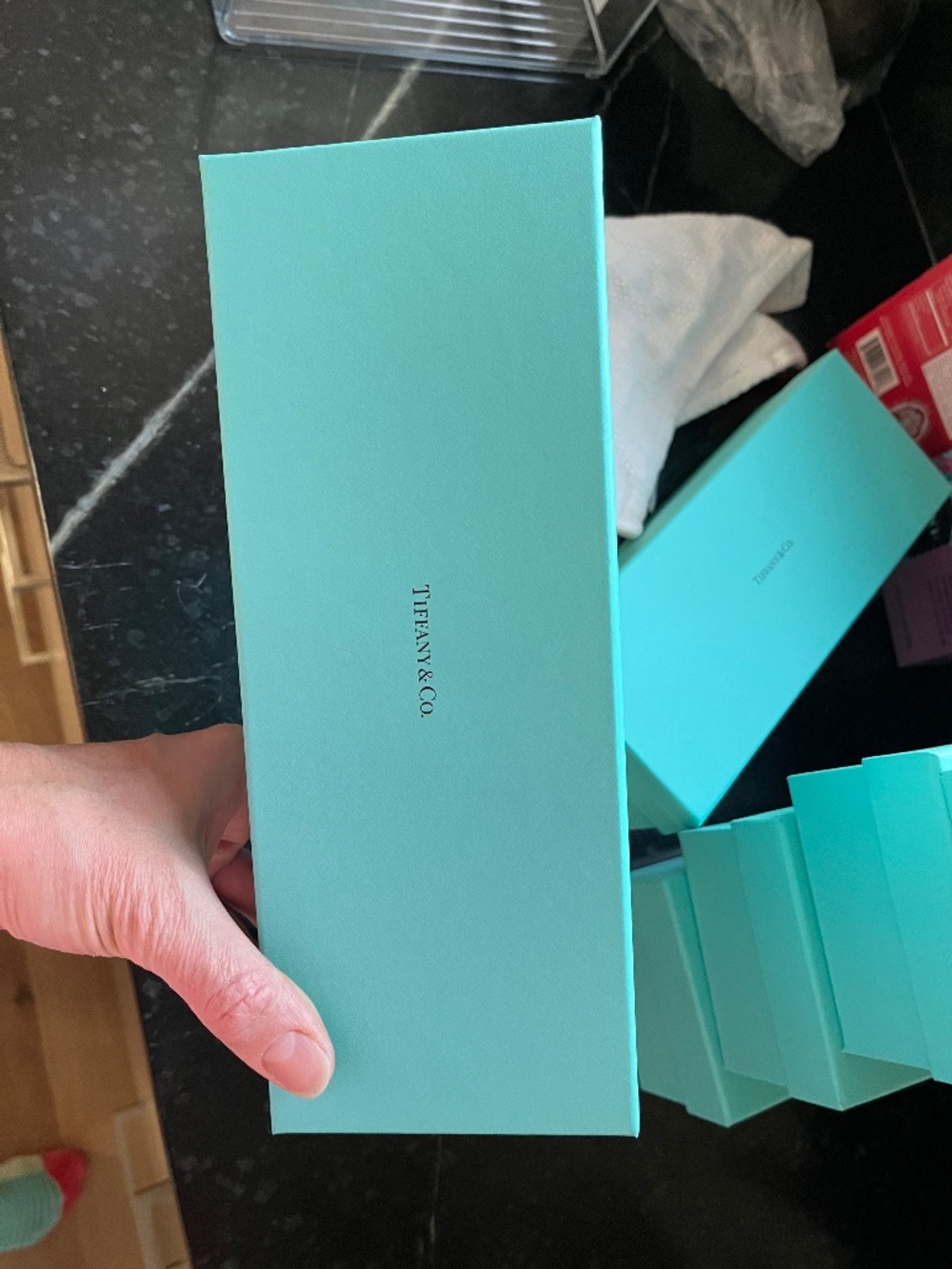 Tiffany & Co. large box 10.75” x 4.25” x 2 7/8” with tissue